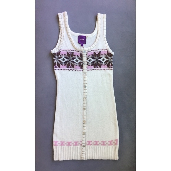 3 for $30! Lulumari Whip Stitch Knit Button Down Handmade Dress - Picture 3 of 9